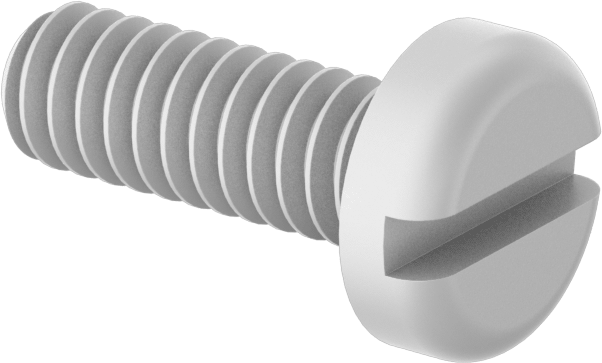 Naylon Silindir Başlı Oluklu Vidalar, 2-56 Diş, 1/4" Uzunluk