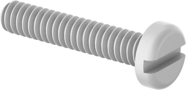 Naylon Silindir Başlı Oluklu Vidalar, 6-32 Diş, 3/4" Uzunluk