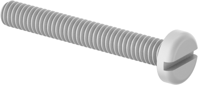 Naylon Silindir Başlı Oluklu Vidalar, 8-32 Diş, 1-1/4" Uzunluk