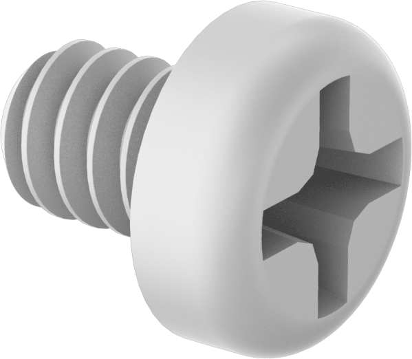 Naylon Silindir Başlı Vidalar, Phillips, 6-32 Diş, 3/16" Uzunluk
