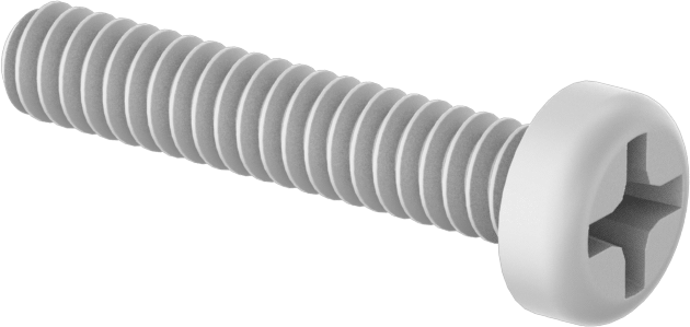Naylon Silindir Başlı Vidalar, Phillips, 6-32 Diş, 3/4" Uzunluk