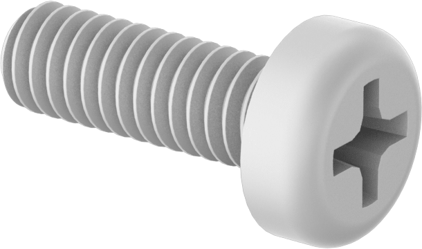 Naylon Silindir Başlı Vidalar, Phillips, 8-32 Diş, 1/2" Uzunluk