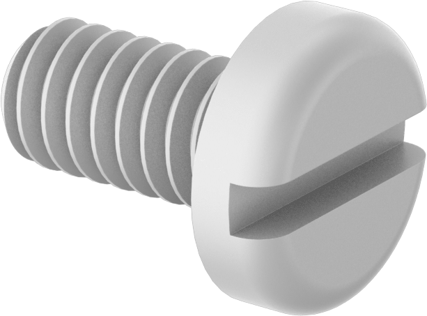Naylon Silindir Başlı Oluklu Vidalar, 1/4"-20 Diş, 1/2" Uzunluk