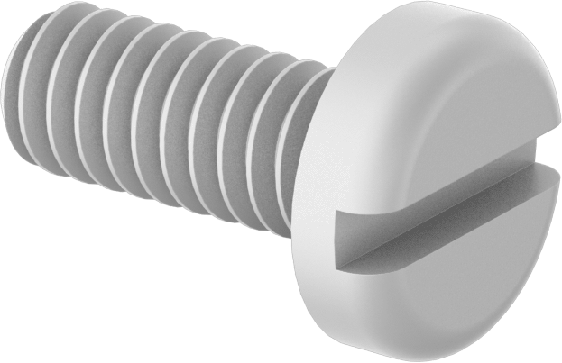Naylon Silindir Başlı Oluklu Vidalar, 1/4"-20 Diş, 5/8" Uzunluk