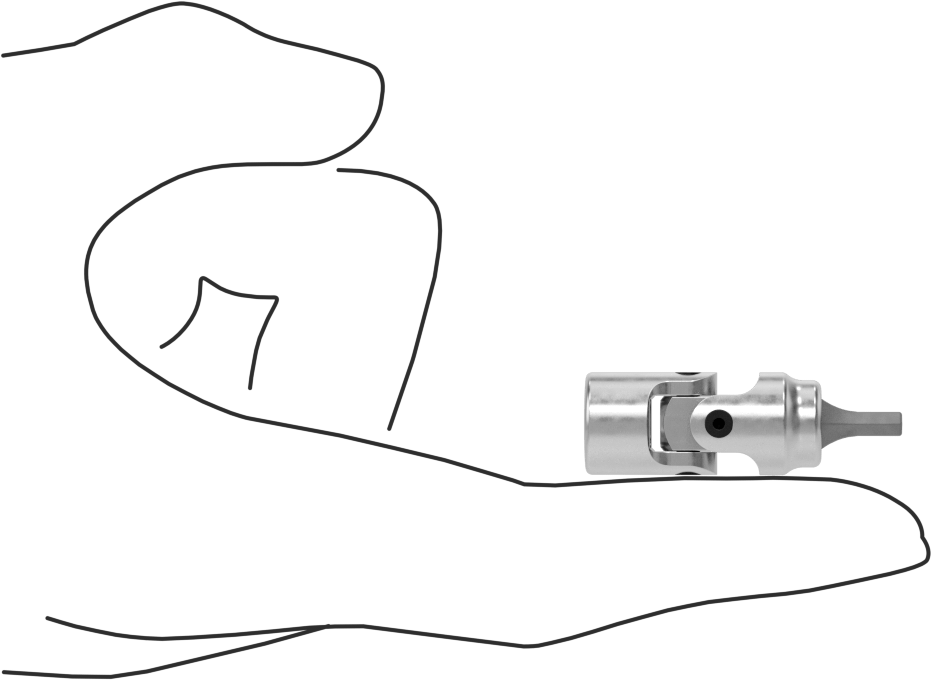 Esnek Altıgen Uçlu Soket, 1/4" Kare Tahrik, 3 mm Tahrik Boyutu