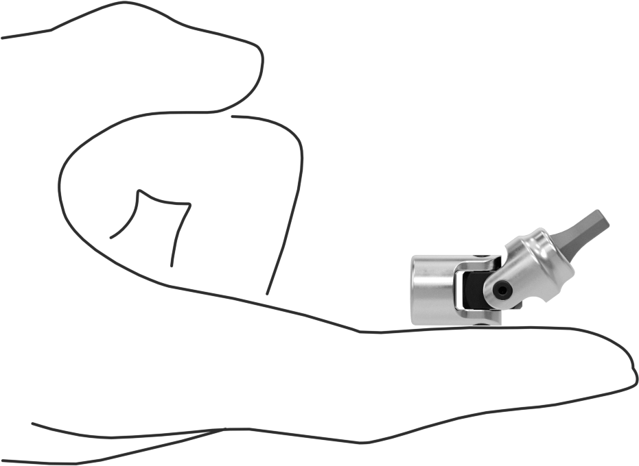 Esnek Altıgen Uçlu Soket, 1/4" Kare Tahrik, 4 mm Tahrik Boyutu