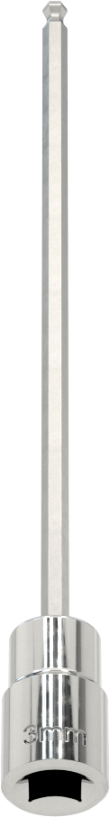 Uzun Uçlu Top Uçlu Altıgen Uçlu Soket, 1/4" Kare Tahrik Boyutu, 3 mm Tahrik Boyutu, 5-1/8" Toplam Uzunluk