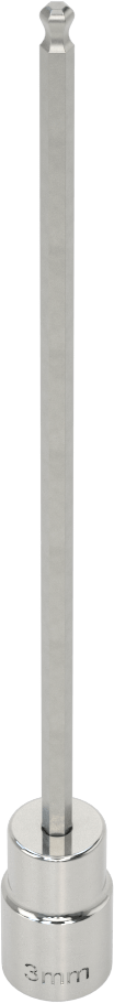 Uzun Uçlu Top Uçlu Altıgen Uçlu Soket, 1/4" Kare Tahrik Boyutu, 3 mm Tahrik Boyutu, 5-1/8" Toplam Uzunluk
