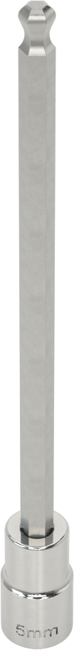 Uzun Uçlu Top Uçlu Altıgen Uçlu Soket, 1/4" Kare Tahrik Boyutu, 5 mm Tahrik Boyutu, 5-1/8" Toplam Uzunluk