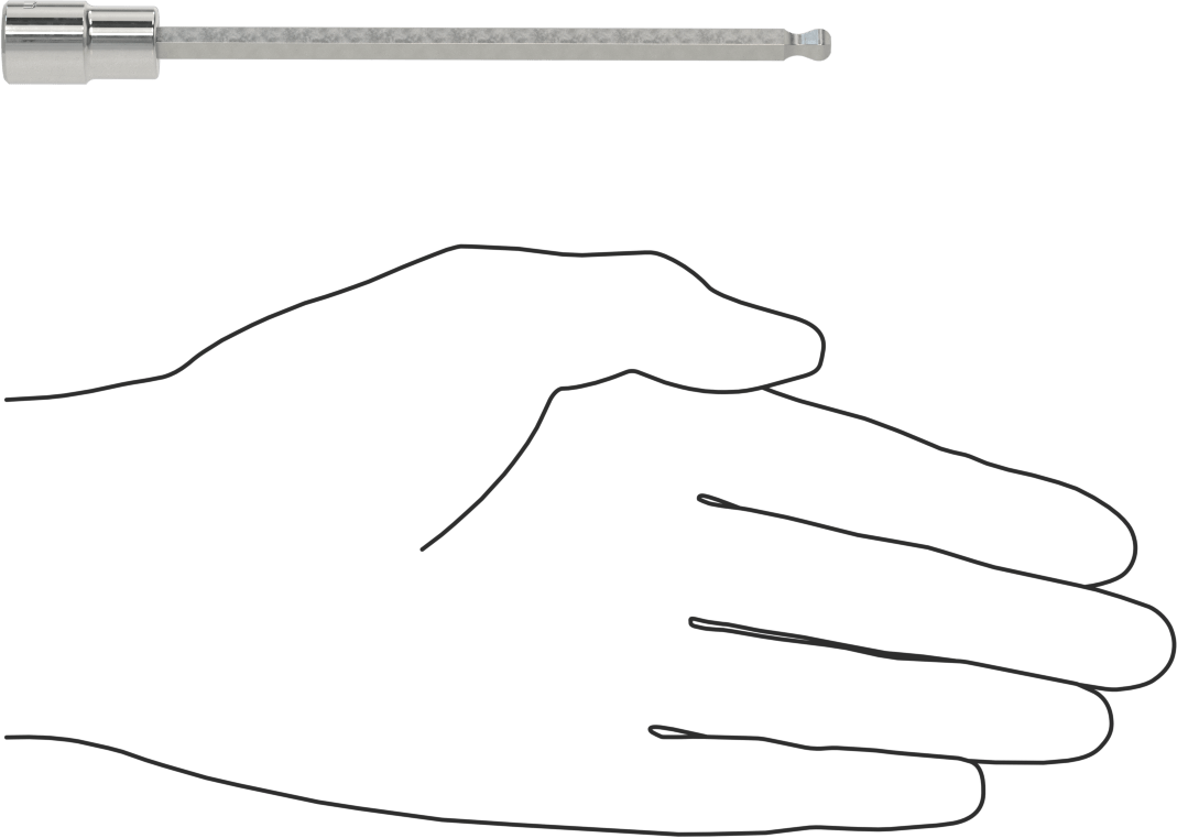 Uzun Uçlu Top Uçlu Altıgen Uçlu Soket, 1/4" Kare Tahrik Boyutu, 5 mm Tahrik Boyutu, 5-1/8" Toplam Uzunluk