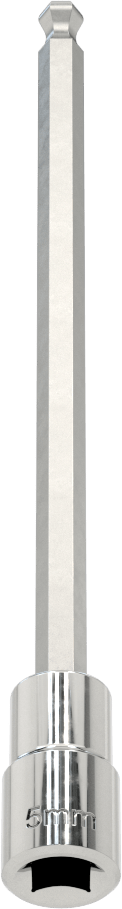 Uzun Uçlu Top Uçlu Altıgen Uçlu Soket, 1/4" Kare Tahrik Boyutu, 5 mm Tahrik Boyutu, 5-1/8" Toplam Uzunluk