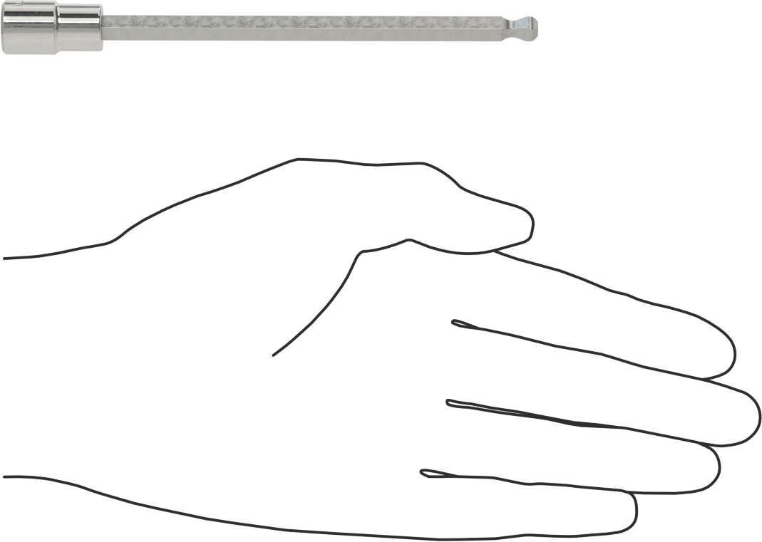 Uzun Uçlu Top Uçlu Altıgen Uçlu Soket, 1/4" Kare Tahrik Boyutu, 6 mm Tahrik Boyutu, 5-1/8" Toplam Uzunluk