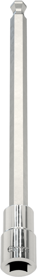 Uzun Uçlu Top Uçlu Altıgen Uçlu Soket, 1/4" Kare Tahrik Boyutu, 6 mm Tahrik Boyutu, 5-1/8" Toplam Uzunluk