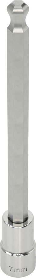 Uzun Uçlu Top Uçlu Altıgen Uçlu Soket, 1/4" Kare Tahrik Boyutu, 7 mm Tahrik Boyutu, 5-1/8" Toplam Uzunluk