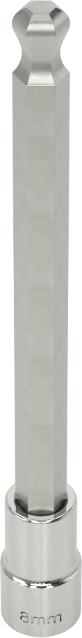 Uzun Uçlu Top Uçlu Altıgen Uçlu Soket, 1/4" Kare Tahrik Boyutu, 8 mm Tahrik Boyutu, 5-1/8" Toplam Uzunluk