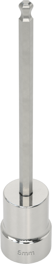 Uzun Uçlu Top Uçlu Altıgen Uçlu Soket, 1/2" Kare Tahrik Boyutu, 5 mm Tahrik Boyutu, 5-1/8" Toplam Uzunluk