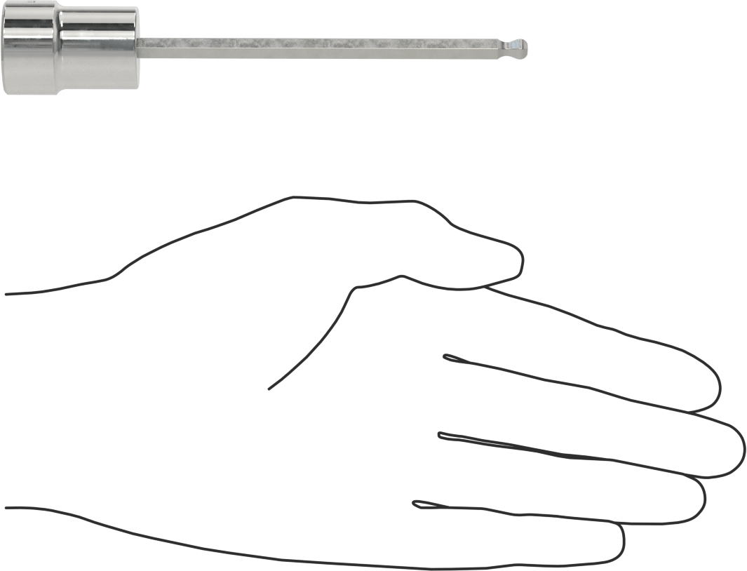 Uzun Uçlu Top Uçlu Altıgen Uçlu Soket, 1/2" Kare Tahrik Boyutu, 5 mm Tahrik Boyutu, 5-1/8" Toplam Uzunluk