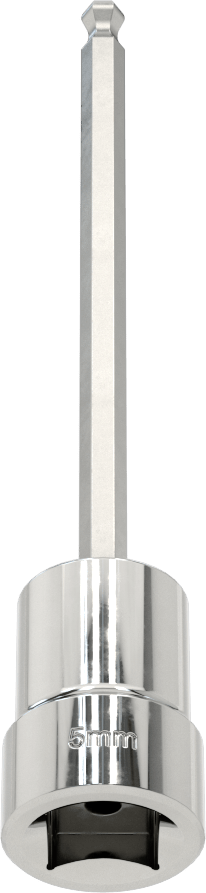 Uzun Uçlu Top Uçlu Altıgen Uçlu Soket, 1/2" Kare Tahrik Boyutu, 5 mm Tahrik Boyutu, 5-1/8" Toplam Uzunluk