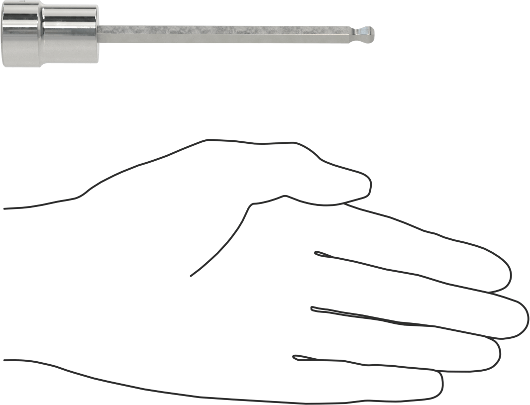 Uzun Uçlu Top Uçlu Altıgen Uçlu Soket, 1/2" Kare Tahrik Boyutu, 6 mm Tahrik Boyutu, 5-1/8" Toplam Uzunluk