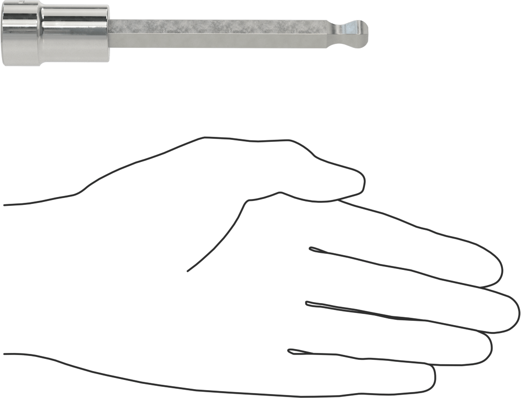 Uzun Uçlu Top Uçlu Altıgen Uçlu Soket, 1/2" Kare Tahrik Boyutu, 10 mm Tahrik Boyutu, 5-1/8" Toplam Uzunluk