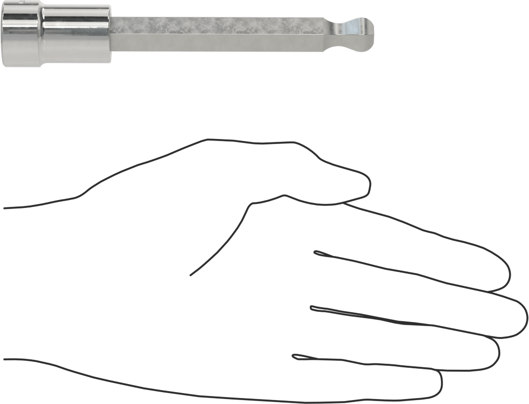 Uzun Uçlu Top Uçlu Altıgen Uçlu Soket, 1/2" Kare Tahrik Boyutu, 12 mm Tahrik Boyutu, 5-1/8" Toplam Uzunluk