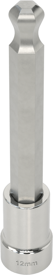 Uzun Uçlu Top Uçlu Altıgen Uçlu Soket, 1/2" Kare Tahrik Boyutu, 12 mm Tahrik Boyutu, 5-1/8" Toplam Uzunluk