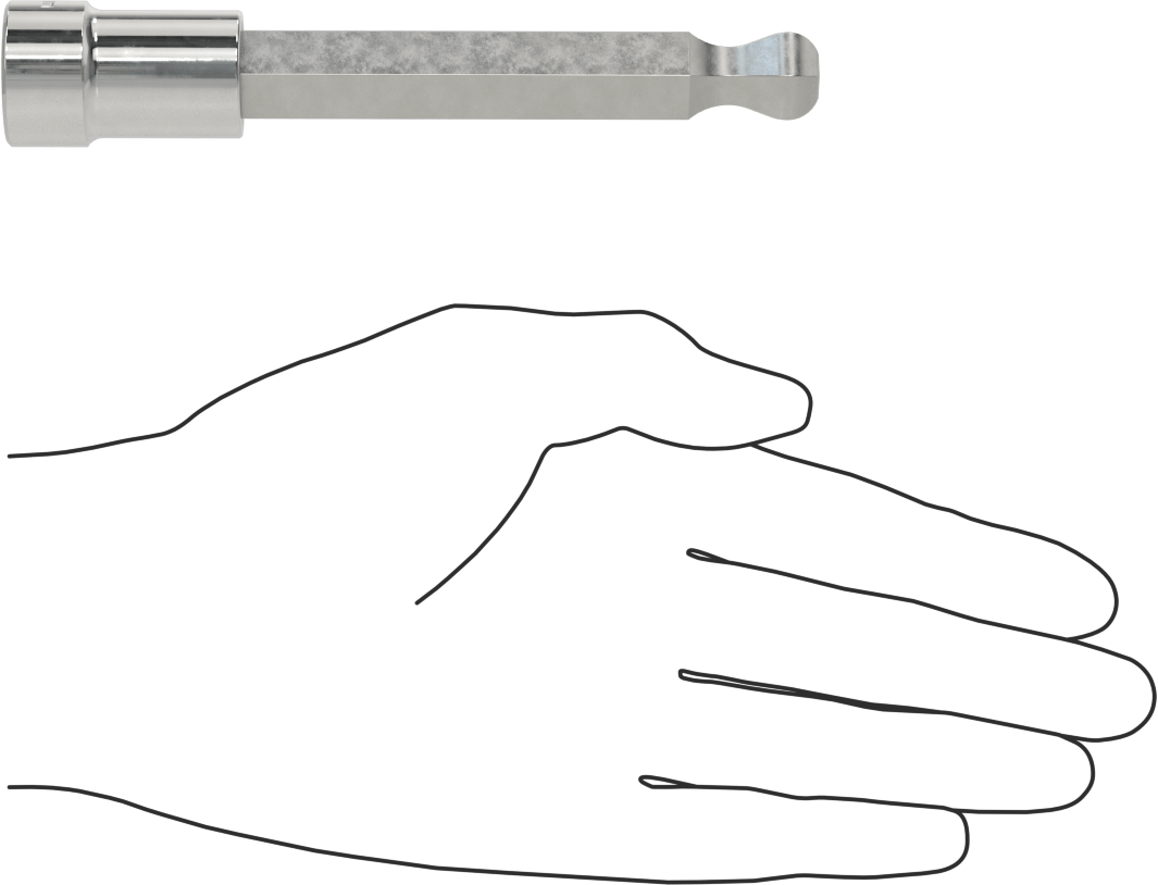 Uzun Uçlu Top Uçlu Altıgen Uçlu Soket, 1/2" Kare Tahrik Boyutu, 14 mm tahrik boyutu, 5-1/8" Toplam Uzunluk