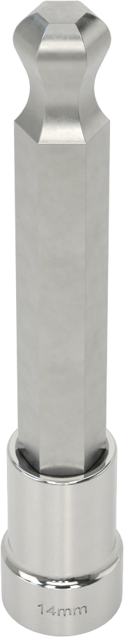 Uzun Uçlu Top Uçlu Altıgen Uçlu Soket, 1/2" Kare Tahrik Boyutu, 14 mm tahrik boyutu, 5-1/8" Toplam Uzunluk