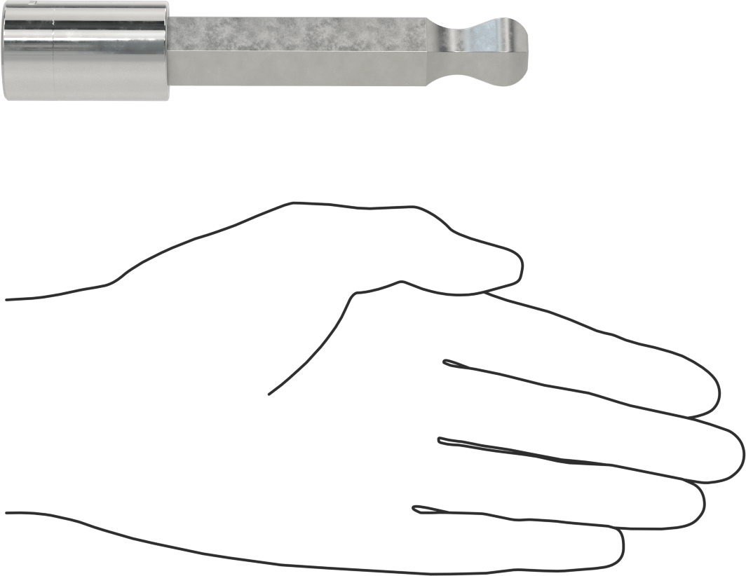 Uzun Uçlu Top Uçlu Altıgen Uçlu Soket, 1/2" Kare Tahrik Boyutu, 17 mm Tahrik Boyutu, 5-1/8" Toplam Uzunluk