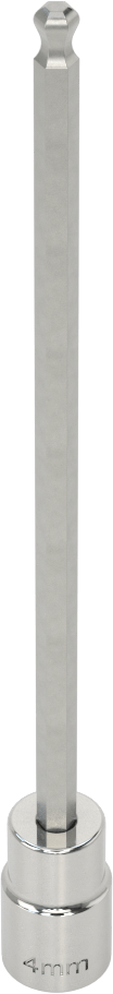 Uzun Uçlu Top Uçlu Altıgen Uçlu Soket, 1/4" Kare Tahrik Boyutu, 4 mm Tahrik Boyutu, 5-1/8" Toplam Uzunluk