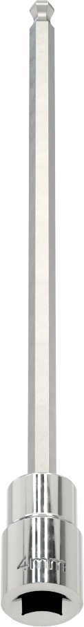 Uzun Uçlu Top Uçlu Altıgen Uçlu Soket, 1/4" Kare Tahrik Boyutu, 4 mm Tahrik Boyutu, 5-1/8" Toplam Uzunluk