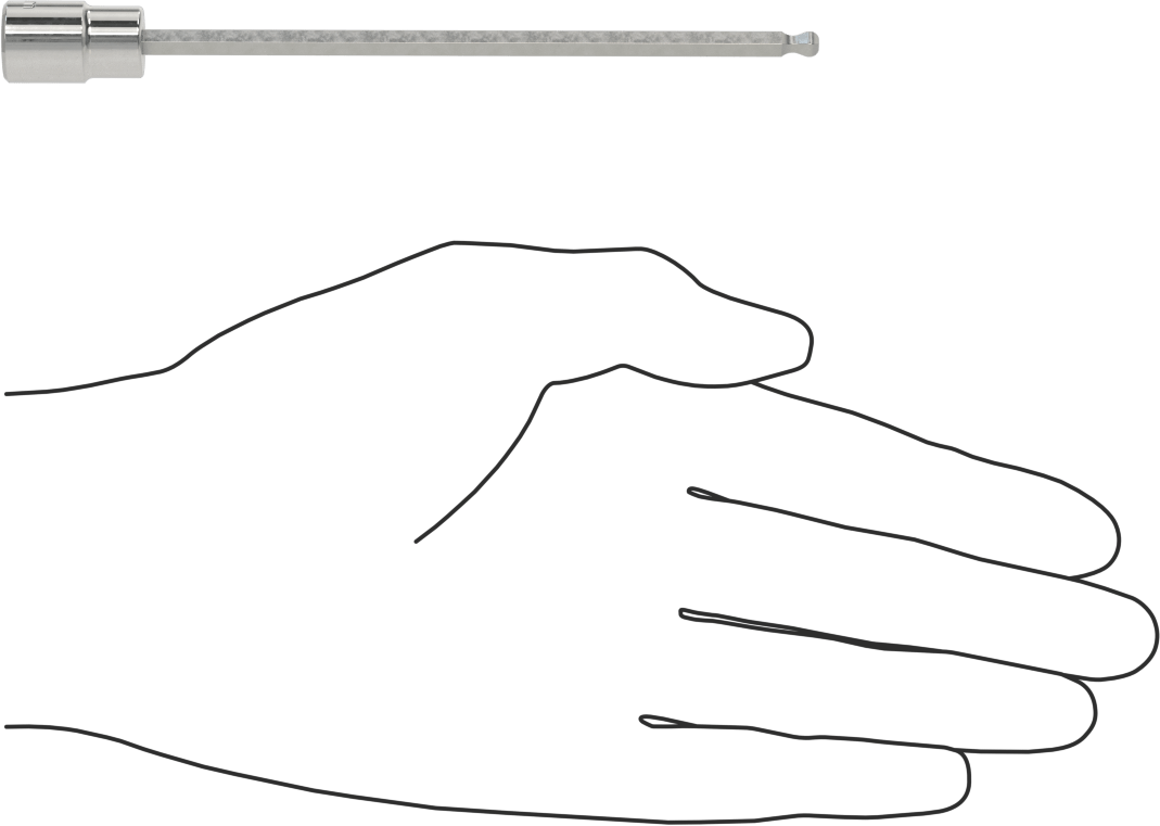 Uzun Uçlu Top Uçlu Altıgen Uçlu Soket, 1/4" Kare Tahrik Boyutu, 4 mm Tahrik Boyutu, 5-1/8" Toplam Uzunluk