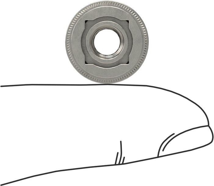 18-8 Paslanmaz Çelik Vida Kilitlemeli Hizalama Presle Takılan Somun, Sac Metal için, M6 x 1 mm, 1,38 mm Minimum Panel Kalınlığı