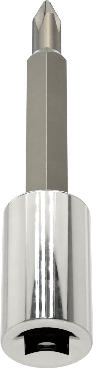 Uzun Menzilli Phillips Uçlu Soket, 1/4" Kare Tahrik, 1 Numaralı Tahrik Boyutu, 2-1/8" Toplam Uzunluk