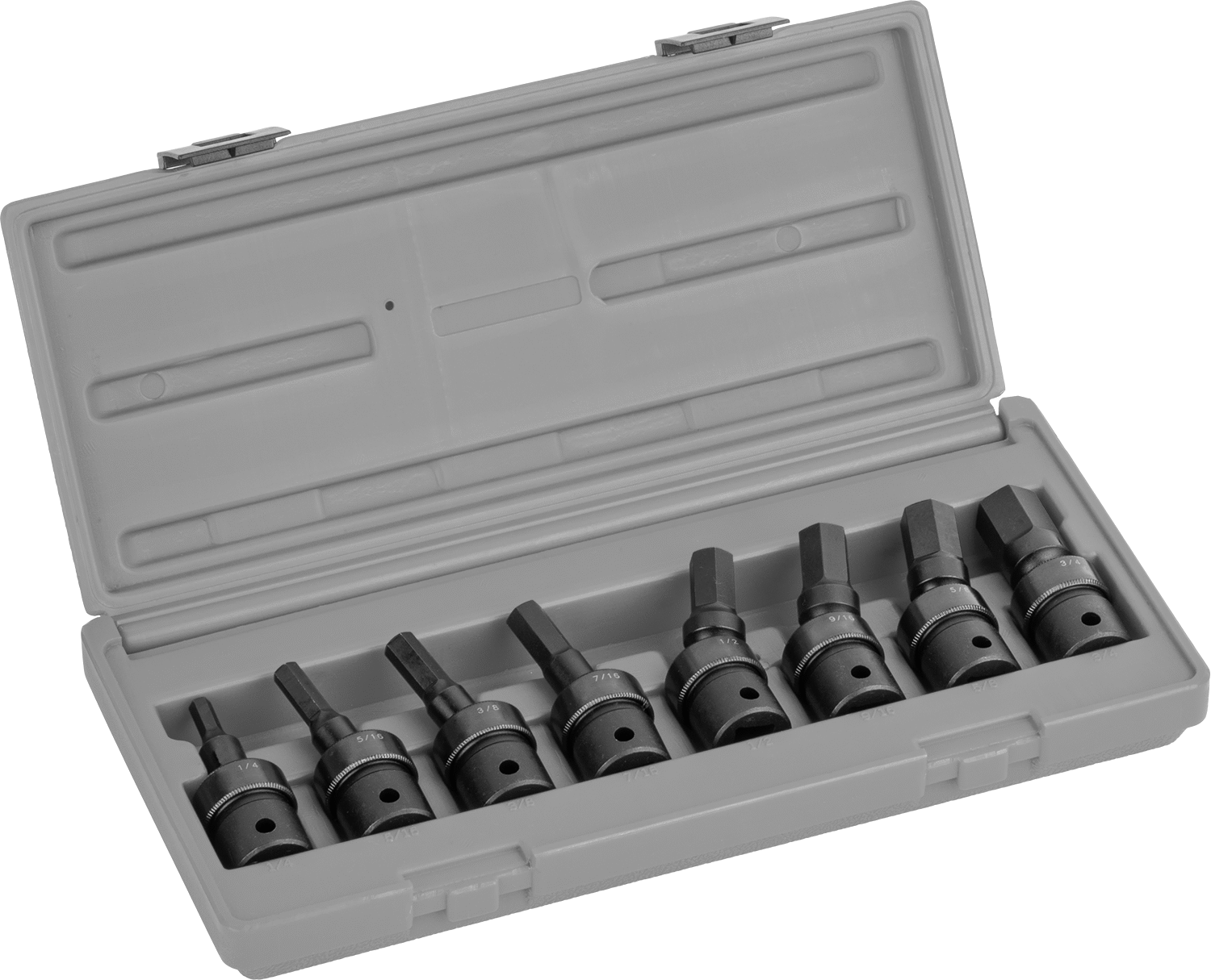 Esnek Darbeli Altıgen Uçlu Soket Seti, 1/2" Kare Tahrik, 8 Parça, Inches