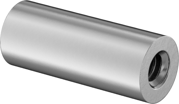 Dişli Yuvarlak Ayırıcı, Çinko Kaplı Çelik, 1/4" OD, 5/8" Uzunluk, 6-32 Diş