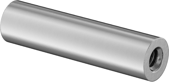 Dişli Yuvarlak Ayırıcı, Çinko Kaplı Çelik, 1/4" OD, 1" Uzunluk, 6-32 Diş