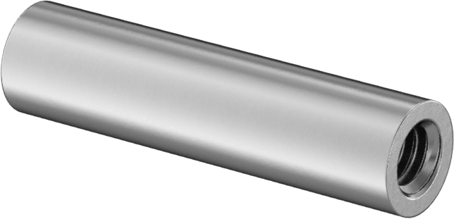 Dişli Yuvarlak Ayırıcı, Çinko Kaplı Çelik, 1/4" OD, 1" Uzunluk, 8-32 Diş