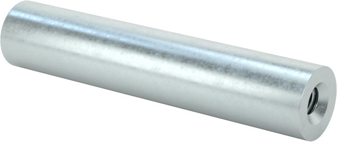 Dişli Yuvarlak Ayırıcı, Çinko Kaplı Çelik, 1/4" OD, 1-1/4" Uzunluk, 4-40 Diş