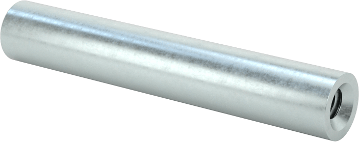 Dişli Yuvarlak Ayırıcı, Çinko Kaplı Çelik, 1/4" OD, 1-1/2" Uzunluk, 6-32 Diş