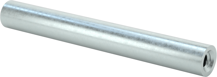 Dişli Yuvarlak Ayırıcı, Çinko Kaplı Çelik, 1/4" OD, 2" Uzunluk, 6-32 Diş