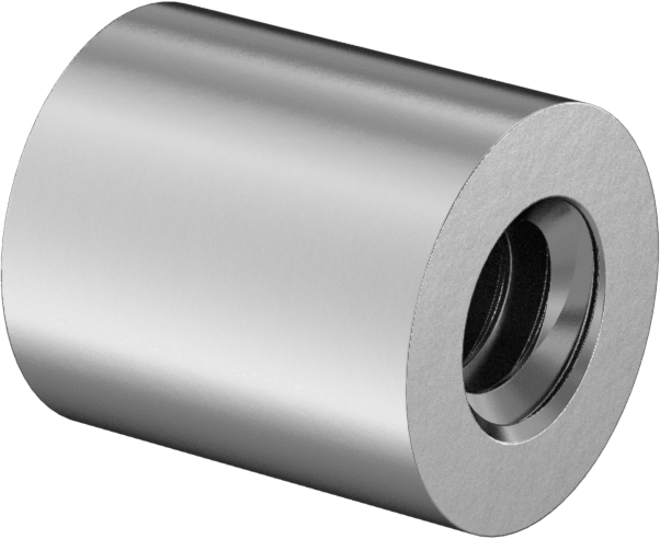 Dişli Yuvarlak Ayırıcı, Çinko Kaplı Çelik, 1/4" OD, 9/32" Uzunluk, 6-32 Diş
