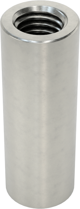 316 Paslanmaz Çelik Yuvarlak Bağlantı Somunu, 1/4"-28 Diş Boyutu, 1" Uzunluk