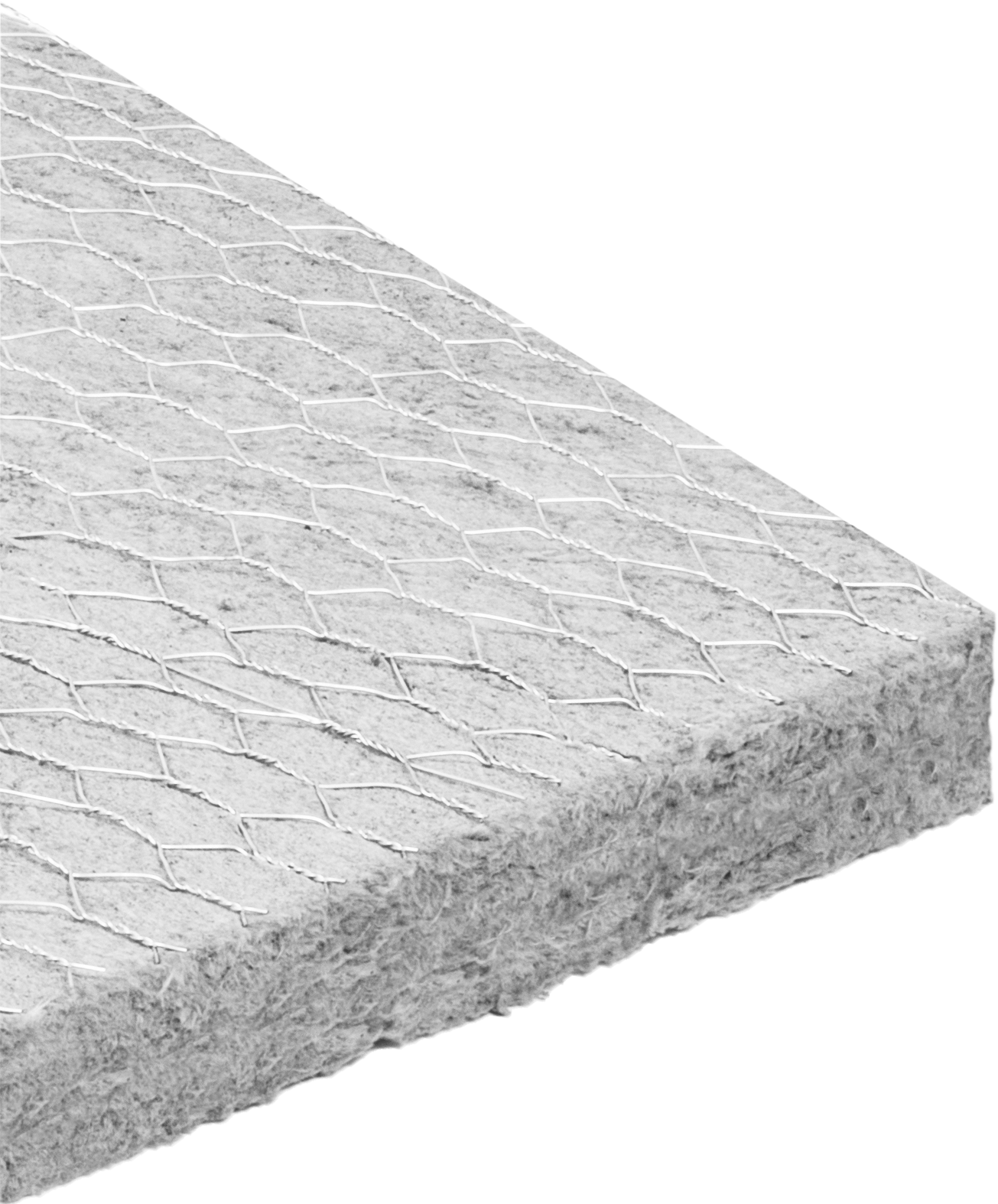 Sert Mineral Yün Yalıtım Levhası, Bir Tarafında Tel Örgü ile, 1-1/2" Kalınlık, 24 inç Genişlik, 4 Fit Uzunluk