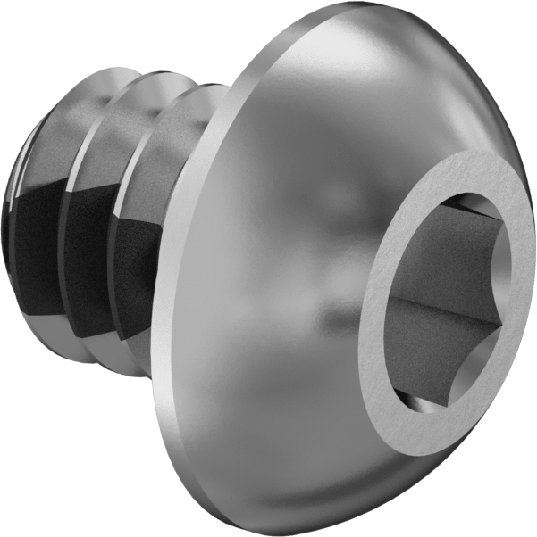 Diş Kilitlemeli Paslanmaz Çelik Düğme Başlı Altıgen Tahrikli Vida, 1/4"-20 Diş Boyutu, 1/4" Uzunluk