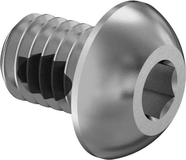 Diş Kilitlemeli Paslanmaz Çelik Düğme Başlı Altıgen Tahrikli Vida, 3/8"-16 Diş Boyutu, 1/2" Uzunluk