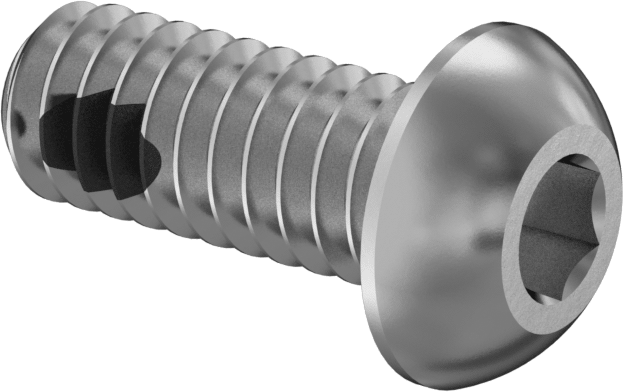 Diş Kilitlemeli Paslanmaz Çelik Düğme Başlı Altıgen Tahrikli Vida, 1/4"-20 Diş Boyutu, 5/8" Uzunluk