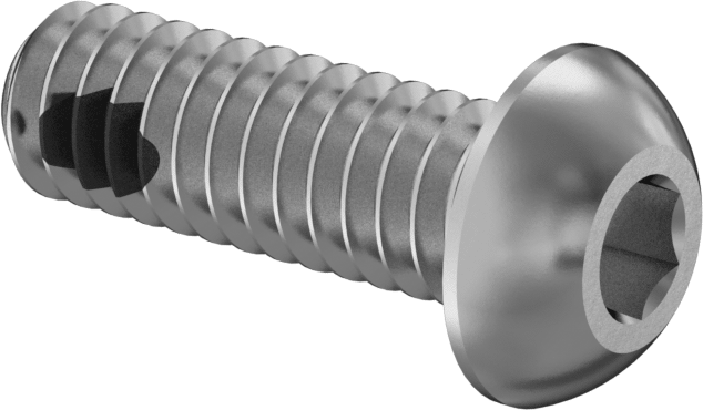 Diş Kilitlemeli Paslanmaz Çelik Düğme Başlı Altıgen Tahrikli Vida, 1/4"-20 Diş Boyutu, 3/4" Uzunluk