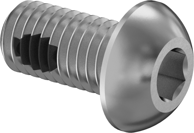 Diş Kilitlemeli Paslanmaz Çelik Düğme Başlı Altıgen Tahrikli Vida, 1/2"-13 Diş Boyutu, 1" Uzunluk
