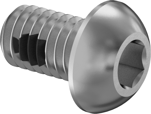 Diş Kilitlemeli Paslanmaz Çelik Düğme Başlı Altıgen Tahrikli Vida, M6 x 1 mm Diş Boyutu, 10 mm Uzunluk
